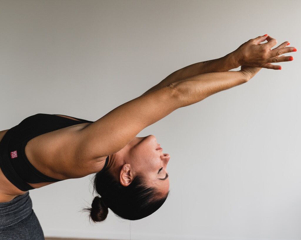 yoga class portland, lady stretching