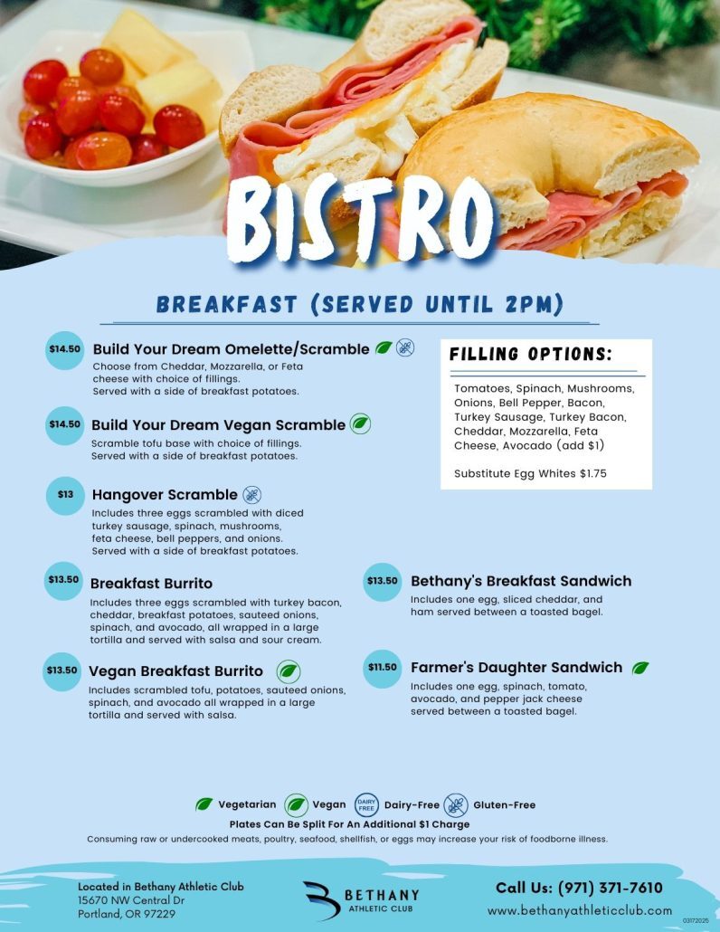 Breakfast at Bethany Athletic Club in Portland Oregon