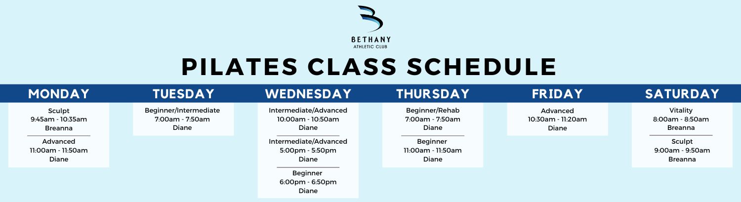 Pilates Schedule at Bethany Athletic Club in Portland Oregon